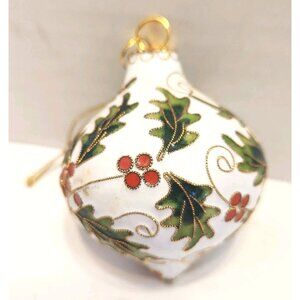 VINTAGE CLOISONNÉ Enameled Poinseta  Christmas Tree Ornament